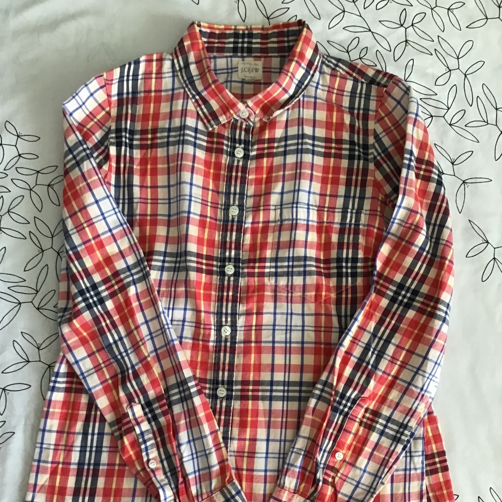 J crew plaid flannel button down shirt size small